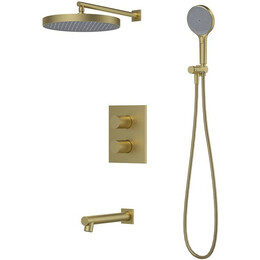 Душевая система для ванны с термостатом Iddis Duna DUNMGSTi68, золото матовое - фото 