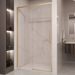 Душевая дверь Vincea Stella 110 см VDS-1ST110CLG (стекло 8 мм) брашированное золото/прозрачное - фото 