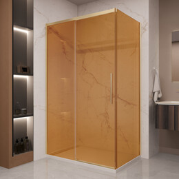 Душевое ограждение Vincea Stella 120x90 см VSR-1ST9012GSG (стекло 8 мм) брашированное золото/янтарь - фото 