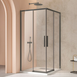 Душевое ограждение Vincea Slim 100x100 см VSS-4SL100CLGM (стекло 8 мм) вороненая сталь/прозрачное - фото 