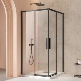 Душевое ограждение Vincea Slim 90x90 см VSS-4SL900CLB (стекло 8 мм) чёрный матовый/прозрачное - фото 