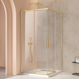 Душевое ограждение Vincea Slim 90x90 см VSS-4SL900CLB (стекло 8 мм) брашированное золото/прозрачное - фото 
