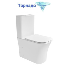 Унитаз-компакт безободковый Vincea City VT2-56T с ультратонкой крышкой микролифт (система смыва торнадо) - фото 