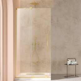 Душевая перегородка Vincea Walk-In 120 см VSW-4WSL120CLG-L (стекло 8 мм) брашированное золото/прозрачное - фото 