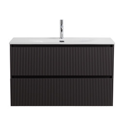 Тумба подвесная с раковиной BelBagno 100 см UNO-1000-2C-SO-GSO (раковина CZR-8073-100) тёмно-серый матовый - фото 