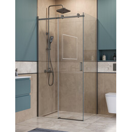 Душевое ограждение BelBagno 100x90 см SOFT_CLOSE-2-AH-1-100/90-C-GM, оружейная сталь/прозрачное - фото 