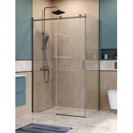 Душевое ограждение BelBagno 120x90 см SOFT_CLOSE-2-AH-1-120/90-C-GM, оружейная сталь/прозрачное - фото 