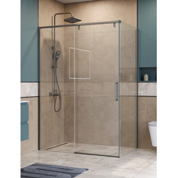 Душевое ограждение BelBagno 130x90 см SOFT_CLOSE-1-AH-1-130/90-C-GM, оружейная сталь/прозрачное - фото 