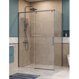 Душевое ограждение BelBagno 160x100 см SOFT_CLOSE-1-AH-1-160/100-C-GM, оружейная сталь/прозрачное - фото 