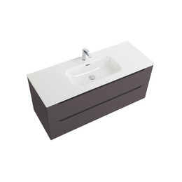 Тумба подвесная с раковиной-столешницей BelBagno 120 см ETNA-1200-2C-SO-GSO (раковина BB-8099-120) тёмно-серый матовый - фото 