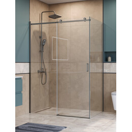 Душевое ограждение BelBagno 150x80 см SOFT_CLOSE-2-AH-1-150/80-C-GM, оружейная сталь/прозрачное - фото 