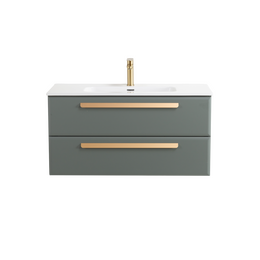 Тумба подвесная с раковиной-столешницей Cezares 120 см ECO-CER-N-1200-2C-SO-GVO-P (раковина CZR-8095-120) серо-зелёный матовый - фото 