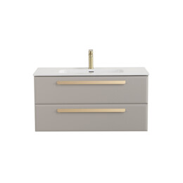 Тумба подвесная с раковиной Cezares 120 см ECO-CER-N-1200-2C-SO-GCO-P (раковина CZR-8073-120-1-2) серо-бежевый матовый - фото 