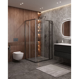 Душевое ограждение Cezares 110x90 см MOLVENO-AH-21-90+20-C-GM-IV, оружейная сталь/прозрачное - фото 
