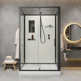 Душевая кабина Niagara Standart 120x90 см ST120/90/15Q/BL/BK (безсиликоновая сборка) чёрный/прозрачное - фото 