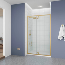 Душевая дверь Veconi Ottimo 120 см OP20G-120-01-C9, золото брашинг/прозрачное - фото 