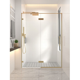 Душевая дверь Veconi Premium Alassio 150 см AL-150-00-G-C4, брашированное золото/прозрачное - фото 