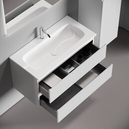 Тумба подвесная с раковиной Sancos Snob T 90 см SNT90W, Bianco (раковина Grace CN7019) - фото 