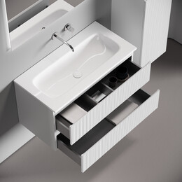 Тумба подвесная с раковиной Sancos Snob T 90 см SNT90W, Bianco (раковина Grace CN7019wx) - фото 