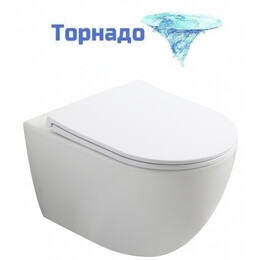 Унитаз подвесной безободковый Wonzon & Woghand Nile WW-UP2210-GW с тонкой крышкой микролифт (Система смыва торнадо), Цвет производителя: белый - фото 