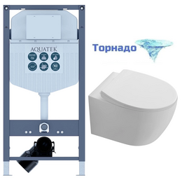 Инсталляция с подвесным унитазом комплект SET AQUATEK СИРИУС-INS23 (рама AQUATEK Standard INS-0000023(без клавиши и крепежа) + унитаз AQ1582T-00 СИРИУС TORNADO с тонким сиденьем soft-close) - фото 