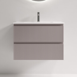 Тумба подвесная с раковиной-столешницей Sancos Snob R 390 70 см SNR70/39SM, Doha soft (раковина Compact CN7029) - фото 