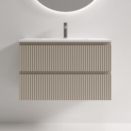 Тумба подвесная с раковиной-столешницей Sancos Snob R 390 80 см SNR80/39CE, Beige Soft (раковина Compact CN7026) - фото 