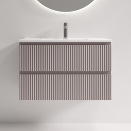 Тумба подвесная с раковиной-столешницей Sancos Snob R 390 80 см SNR80/39SM, Doha soft (раковина Compact CN7026) - фото 