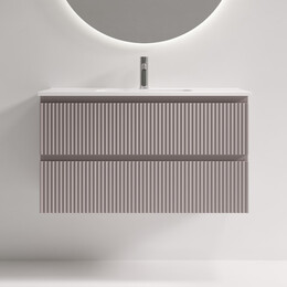 Тумба подвесная с раковиной-столешницей Sancos Snob R 390 90 см SNR90/39SM, Doha soft (раковина Compact CN7030) - фото 