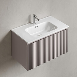 Тумба подвесная с раковиной-столешницей Sancos Snob R 1.0 80 см SNR1.080SM, Doha soft (раковина Element CN7005) - фото 