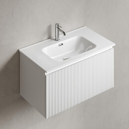 Тумба подвесная с раковиной-столешницей Sancos Snob R 1.0 80 см SNR1.080W, Bianco (раковина Element CN7005) - фото 