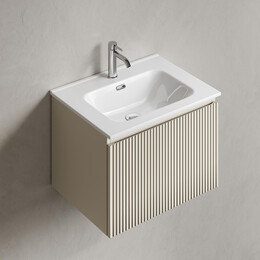 Тумба подвесная с раковиной Sancos Snob R 1.0 60 см SNR1.060CE, Beige soft (раковина Element CN7001) - фото 