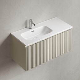 Тумба подвесная с раковиной-столешницей Sancos Snob R 1.0 100 см SNR1.0100LCE, Beige soft (раковина Element CN7003L) - фото 