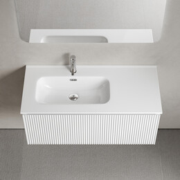 Тумба подвесная с раковиной-столешницей Sancos Snob R 1.0 100 см SNR1.0100LW, Bianco (раковина Element CN7003L) - фото 