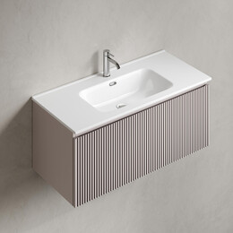 Тумба подвесная с раковиной-столешницей Sancos Snob R 1.0 100 см SNR1.0100SM, Doha soft (раковина Element CN7003) - фото 