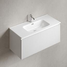 Тумба подвесная с раковиной-столешницей Sancos Snob R 1.0 100 см SNR1.0100W, Bianco (раковина Element CN7003) - фото 