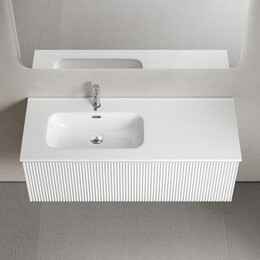 Тумба подвесная с раковиной-столешницей Sancos Snob R 1.0 120 см SNR1.0120LW, Bianco (раковина Element CN7006L) - фото 