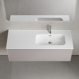 Тумба подвесная с раковиной-столешницей Sancos Snob R 1.0 120 см SNR1.0120RSM, Doha soft (раковина Element CN7006R) - фото 