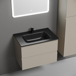 Тумба подвесная с раковиной-столешницей Sancos Snob R 70 см SNR70CE, Beige Soft (раковина Element CN7007MB) - фото 