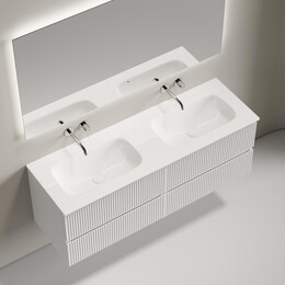 Тумба подвесная с раковиной-столешницей Sancos Snob R 140 см SNR70W, Bianco (раковина Grace CN7022wx) - фото 