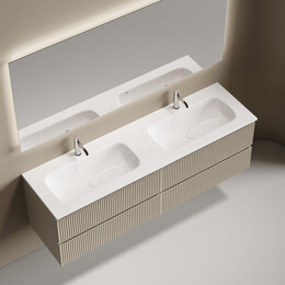 Тумба подвесная с раковиной-столешницей Sancos Snob R 160 см SNR80CE, Beige Soft (раковина Grace CN7023) - фото 