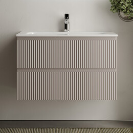 Тумба подвесная с раковиной Sancos Snob R 80 см SNR80SM, Doha soft (раковина Grace CN7012) - фото 