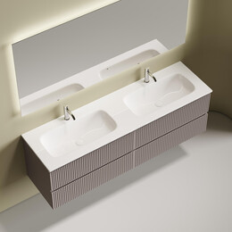 Тумба подвесная с раковиной-столешницей Sancos Snob R 160 см SNR80SM, Doha soft (раковина Grace CN7023) - фото 