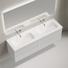 Тумба подвесная с раковиной-столешницей Sancos Snob R 160 см SNR80W, Bianco (раковина Grace CN7023wx) - фото 