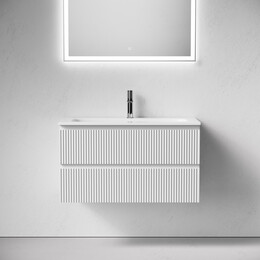 Тумба подвесная с раковиной Sancos Snob R 90 см SNR90W, Bianco (раковина Grace CN7019) - фото 