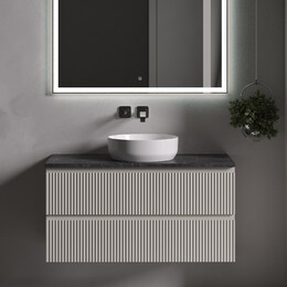 Тумба подвесная с раковиной Sancos Snob R 100 см SNR100CE, Beige Soft (раковина Element CN6022, столешница TT100A1) - фото 