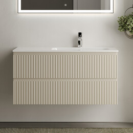 Тумба подвесная с раковиной-столешницей Sancos Snob R 100 см SNR100RCE, Beige soft (раковина Grace CN7015) - фото 