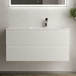 Тумба подвесная с раковиной-столешницей Sancos Snob R 100 см SNR100RW, Bianco (раковина Grace CN7015) - фото 