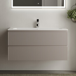 Тумба подвесная с раковиной Sancos Snob R 100 см SNR100SM, Doha soft (раковина Grace CN7013) - фото 