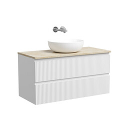 Тумба подвесная с раковиной Sancos Snob R 100 см SNR100W, Bianco (раковина Element CN5024, столешница TT100A2) - фото 